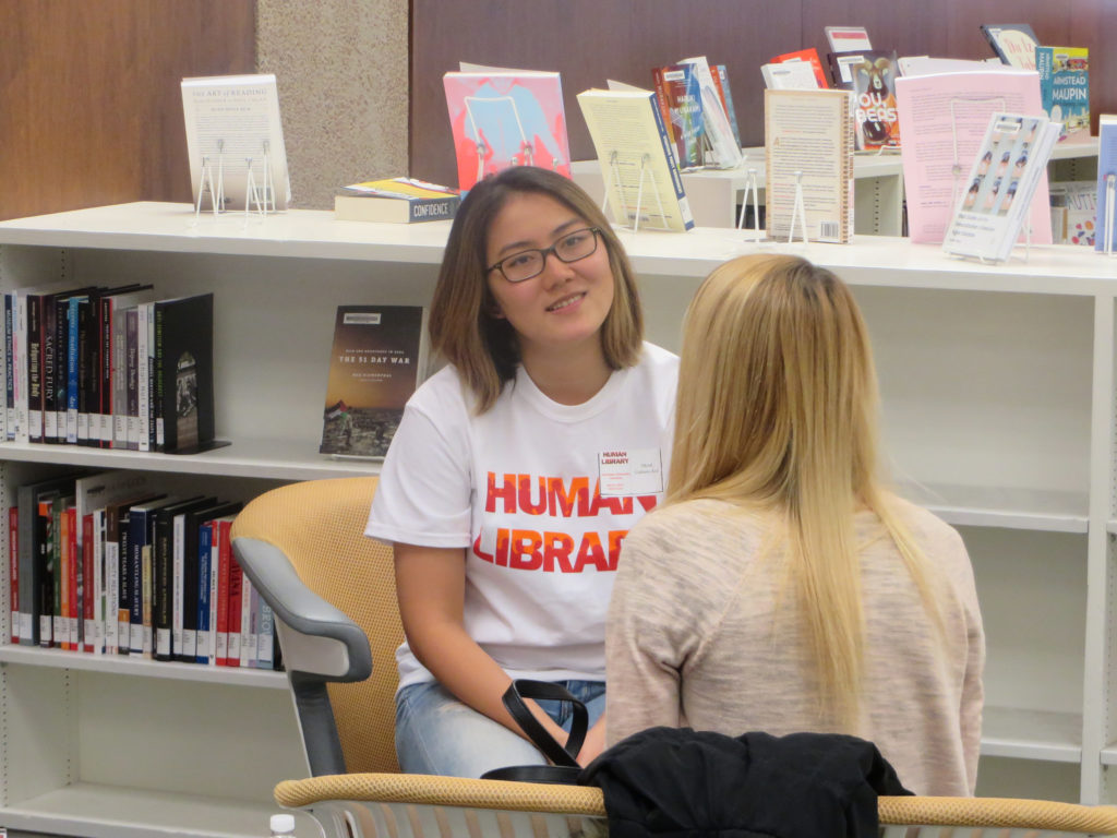 Photo of student at the human library