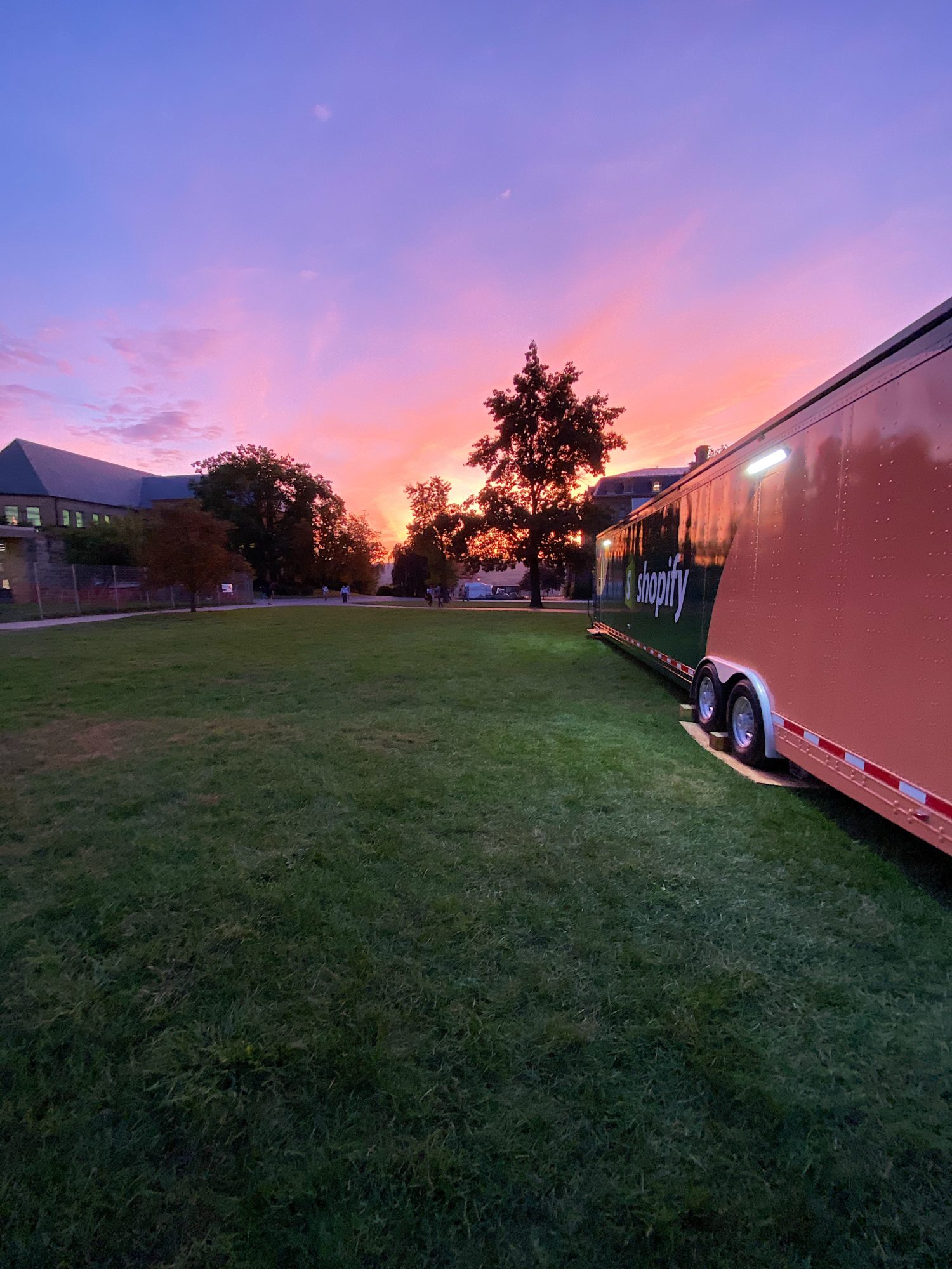 trailer at sunset