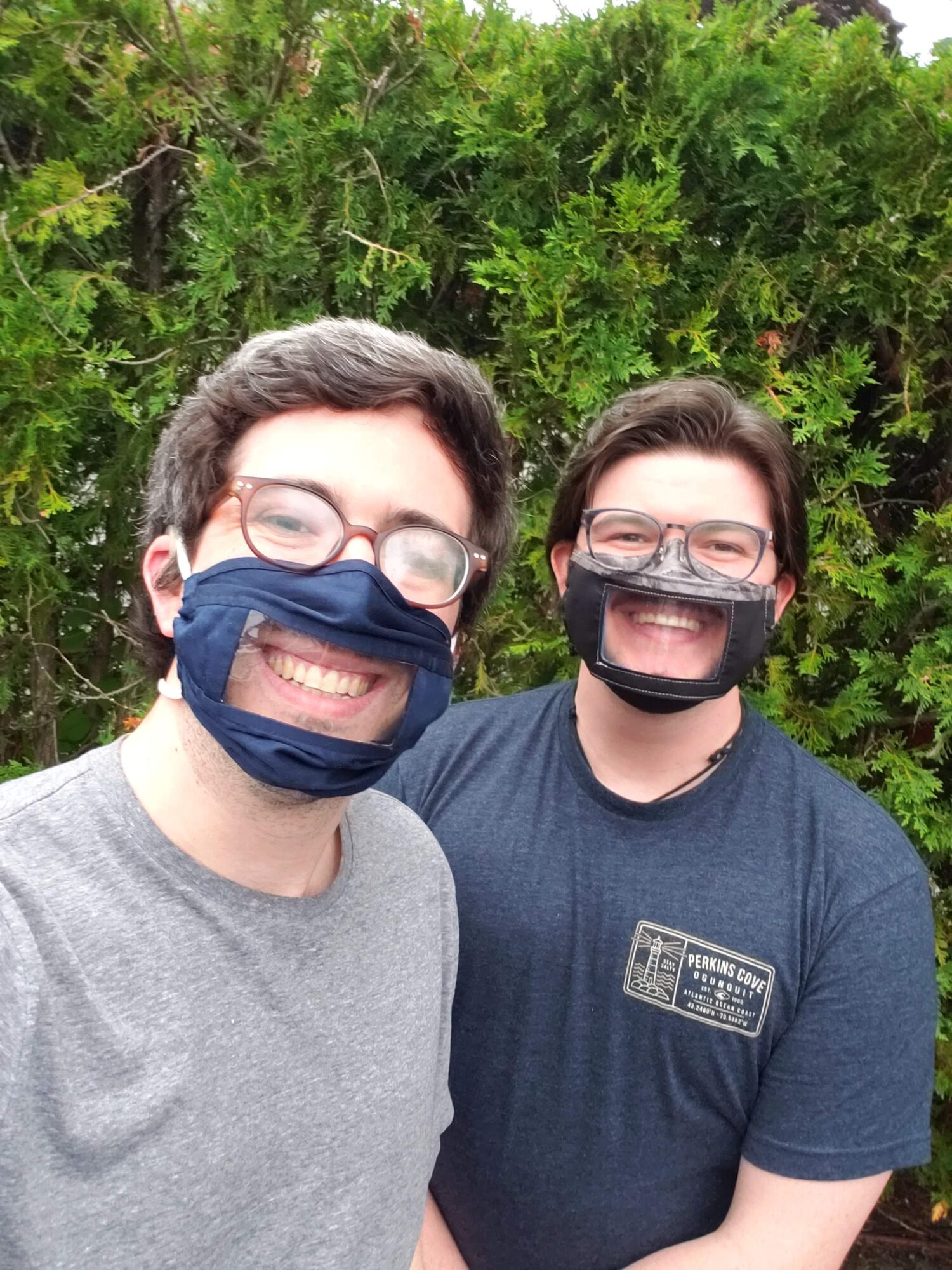 two brothers wearing accessible face masks