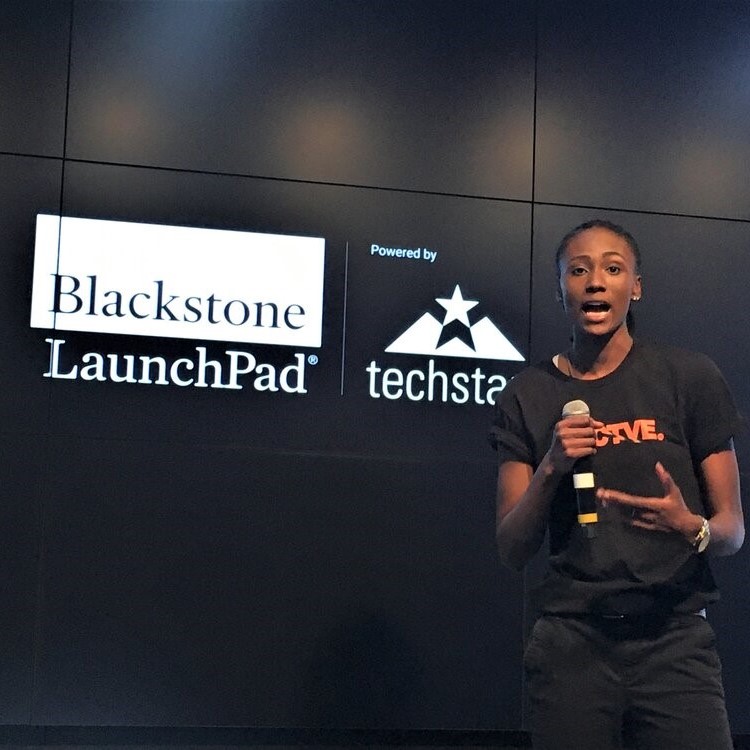 person speaking at a techstars event